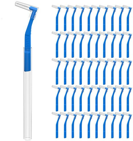 Fremouth 50 Angle Interdental Brushes with Extended Handles, Tight(0.7mm)