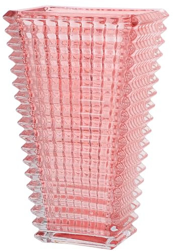 KAYLETIN Kristallvase, Rosa Glasvase, Blumenvase, Moderne Vase für Wohnzimmer, Schlafzimmer, Esstisch, Geburtstag, Hochzeit, 28 cm