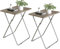 Small Folding Table 2 Set, Folding Snack Table, TV Tray Table, Balcony Foldable Table, Outdoor Camping Table, Sofa Table, Side Table, End Table for Small Space Living Room (3D Wood Grain, 2 PCS)