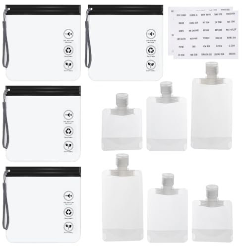 OUDQFCJ 12 Pièces Pochette Voyage, Trousse de Toilette, Kit de Voyage, Transparent Avion, Sacoche, d'avion pour Femmes et Hommes, Wasserdicht et Auslaufsichert