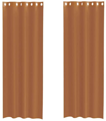 vidaXL Tende in Voile con Occhielli 2 pz Terracotta, Tenda a Rete, Tenda Trasparente, Voile per Finestra, Trattamento Finestra, Tenda Pura Voile