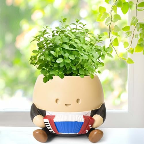 NINNSSOT Macetas Decorativas Interior, Macetero para Plantas de Interior, macetas de Cabeza de Resina con Agujero de Drenaje, Ideas de Regalo para Madre y Navidad con Agujero de Drenaje