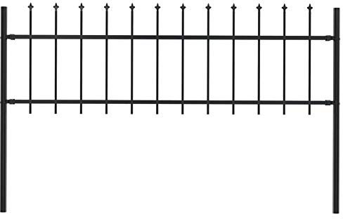 Gartenzaun, Eleganter Zaun mit Speeroberteil, Sicherer und Robuster Perimeter -Barriere! Pulverbeschichtete Stahl, 180 X 150 cm, Montagematerial für Garten, Zuhause oder