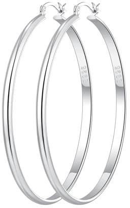 RANKEEF 3 mm Breit Creolen Silber 925 Groß Hypoallergen Vergoldet,Leichte Ohrringe Silber 925 Creolen Silber Ohrringe