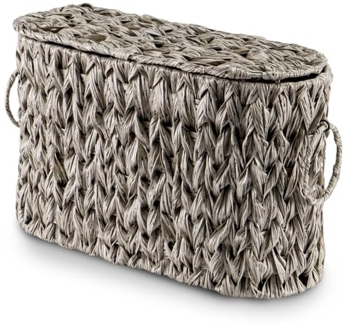 Toilet Roll Storage Basket 40x16x24cm Toilet Paper Storage Containers Organizer for 6 Mega Rolls for Bathroom Storage, Free Standing Magazine & Newspaper Holders (gray)