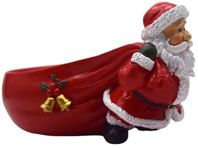 perfk Santa Claus Statue Christmas Sculpture,with Storage Bowl Sundries Container Key Holder for Bedroom