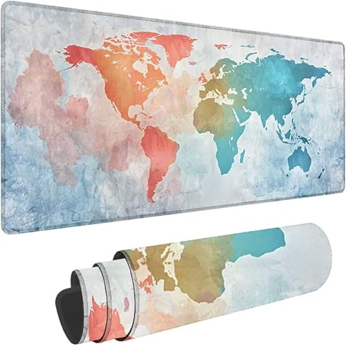 Rose Tapis de Souris Gaming XXL 700x300x3 mm Grand Tapis de Souris XXL Carte du Monde Mouse Pad pour Clavier et Bureau, Haute Précision et Vitesse, Caoutchouc Antidérapante Accessoire Gaming w-3366