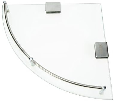 OSALADI Étagère D’Angle Murale en Verre Trempé pour Salle de Bain, Support Perforé Acier Inoxydable, Rangement Pratique pour Accessoires, Installation Murale Percée, 1 Niveau,