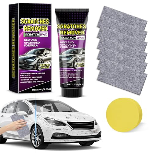 Nano Tuch Auto Kratzer Entferner, 2026 Neues Auto Kratzer Reparaturpaste Kit, Kratzer Reparatur Paste Polierwachs mit Nano Tuch und Schwammball, Autolack Reparatur Polieren Paste (D)