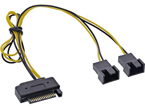 InLine 0.30m Cable SATA Macho a Hembra - 2 x Ventilador (2 Polos) - Compatible con Ordenador Personal, Disco Duro, SSD