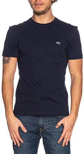 Lacoste Herren T-Shirt Rundhals TH2038, Männer Basic Tshirt,Tee,Regular Fit,Blau,3 (S)