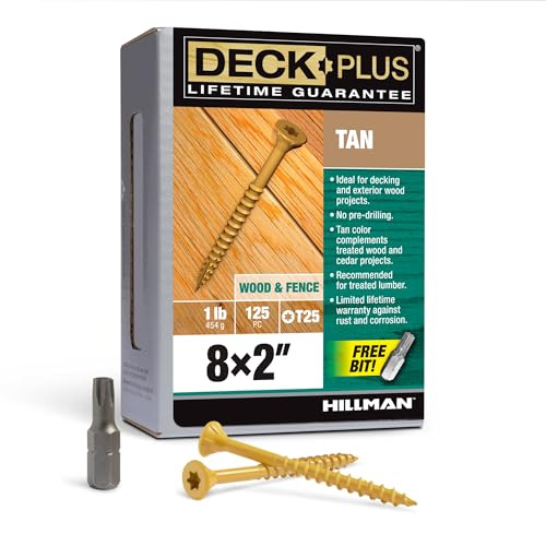 Deck Plus Tornillos para valla y madera exterior con revestimiento epoxi de 2 pulgadas #8 x 2 Torx/Star Drive incluida, rosca gruesa, tornillo de cubierta resistente a la corrosión para exteriores