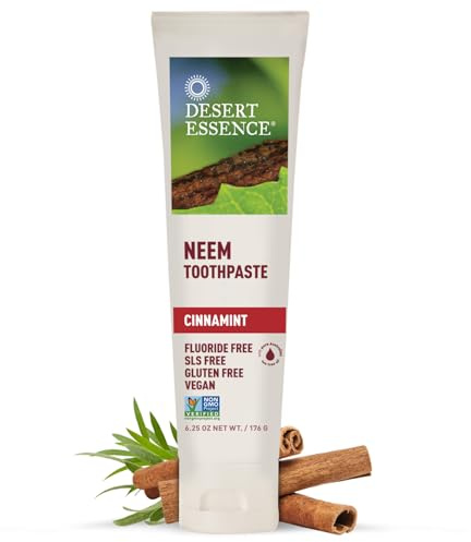 Desert Essence Neem Toothpaste, Cinnamint, Fluoride Free, SLS Free, 6.25 oz