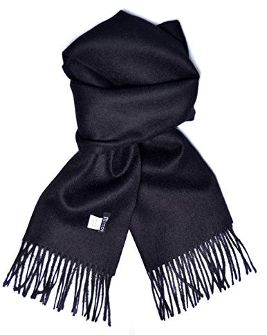 Mitos Natural Elegance Hipster Schal aus 100% Wolle Alpaka, eleganter Winterschal, Wollschal aus feiner 100% Alpaka Wolle, weich, warm, pures elegantes Naturhaar unisex, natur, Schwarz,