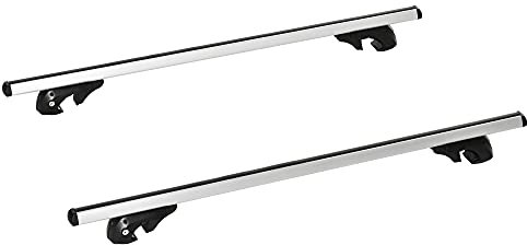HOMCOM Barres de Toit de Voiture transversales 135 cm, Porte-Bagage verrouillables 2 clés fournies Alliage d'aluminium, Compatible avec Les Rails latéraux surélevés d'une Largeur de 120 cm, argenté