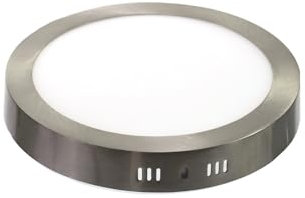 Jandei - Downlight Plafón LED 18W Redondo De Superficie, Ø 205 milímetros, Luz Blanca Fría 6000K, Fabricado en Aluminio, Aro Color Acero. Perfecto para Iluminar Oficinas, Salones, Cocinas, Baños