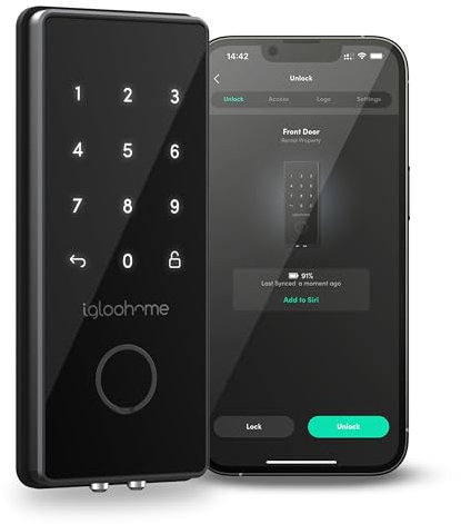 Igloohome Smart Deadbolt – Verrou Intelligent | PIN et Bluetooth | Accès à Distance Noir
