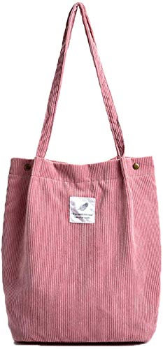 Umhängetasche aus Velours, gerippt, für Damen, Tote Bag, Retro, lässig, Handtaschen, Fashion Women's Shoulder Handbags Big Capacity Shopping Bag (Rosa