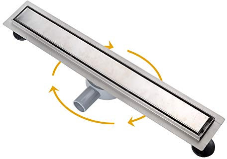 S SIENOC Duschrinne, 70cm,2 in 1,360?,Siphon mit Geruchsstop und Haarsieb Randablauf Befliesbar Edelstahl Ablaufrinne, Bodenablauf, Duschablauf sehr flach, Komplettset mit Bodenbefestigung