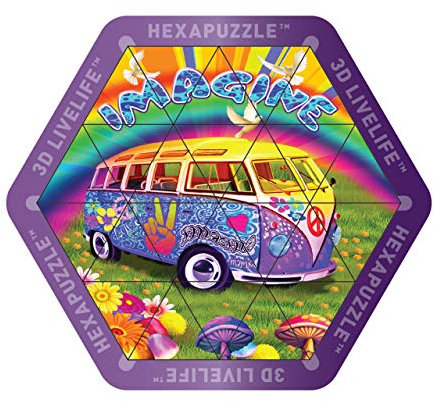 3D LiveLife Hexapuzzle - Frieden Van. Lentikularer 3D Camper Van Puzzle mit 24 magnetischen Stücken! Magnetische Puzzlespiel-Strecke von Deluxebase. Originalvorlage genehmigt vom bekannten Künstler, M