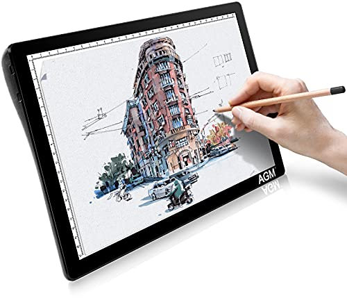 Tablette lumineuse A4 avec éclairage - Boîte à lumière ultra fine - Contrôle tactile et luminosité réglable avec câble USB pour dessin, croquis, tablette, architecture, calligraphie