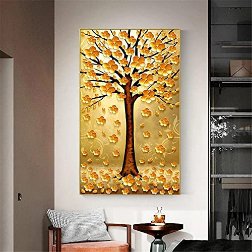 DIY 5D Diamant Malerei Kits, Goldener Geldbaum Bilder Diamond Painting Kinder Set Full Drill Diamant Gemälde Crystal Strass Stickerei Kreuzstich Kunst Kreuzstich für Wall Decoration Geschenk 50x90cm