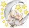 WandSticker4U®- Aquarell Wandtattoo HASE auf MOND (66x62 cm) I Baby Wandsticker Kinderzimmer Hase Sterne sweet dreams I Wand Aufkleber Babyzimmer Mädchen & Junge Deko