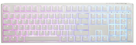 Ducky One 3 White Tastiera meccanica 100% meccanica: smorzamento meccanico Quack, interruttori neri Ciliegia sostituibili a Caldo, tasti Doubleshot PBT ad alta densità, RGB, USA, Bianco