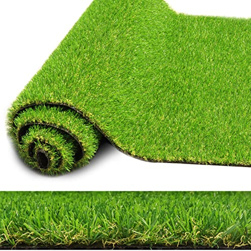 Realistic Artificial Grass Rug 4 FT x 6 FT Fake Faux Turf Grass, 0.8 Indoor Outdoor Patio Garden Lawn Landscape Balcony Synthetic Grass Mat, 4-Tones, Drain Holes, Rubber Backing