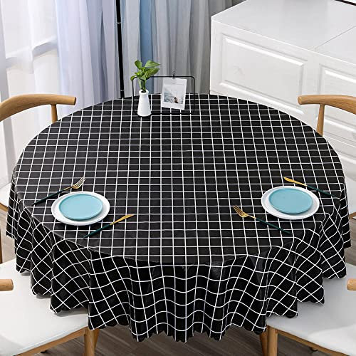 XQSSB Abwaschbar Garten Tisch Decke Anti Heiß Wachstischdecke Tischdecken Eckig Schwarz 100cm Runder Durchmesser