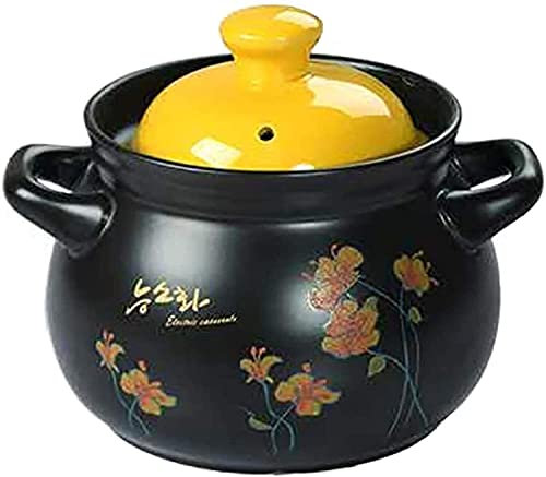 Platos de cazuela con Tapas Cazuela de Sopa Cazuela de Barro Cazuela de cerámica, Olla de Sopa con Tapa y asa Braiser Pan (Negro 3L)