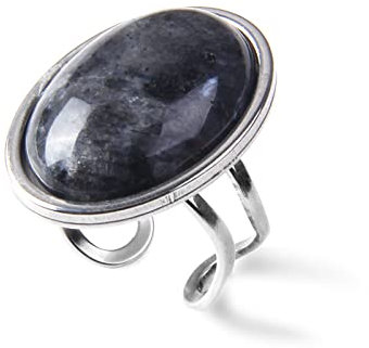 Natursteinring Silber Aventurin Ring Großer Cabochon Offener Ring Verstellbarer Herren- Und Damen Sexschmuck,8 Labradorit