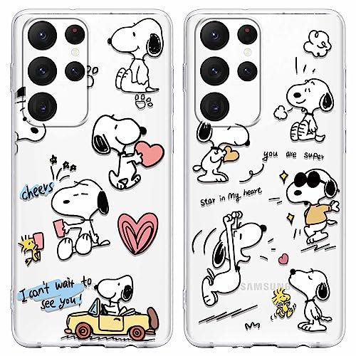 nurkorki [2 Stück Schutzhülle für Samsung Galaxy S22 Ultra 5G Hülle 6,8, Handyhülle Niedlich Karikatur Muster Transparente TPU Silikon Einzigartige Lustig Beschützen für Samsung S22 Ultra