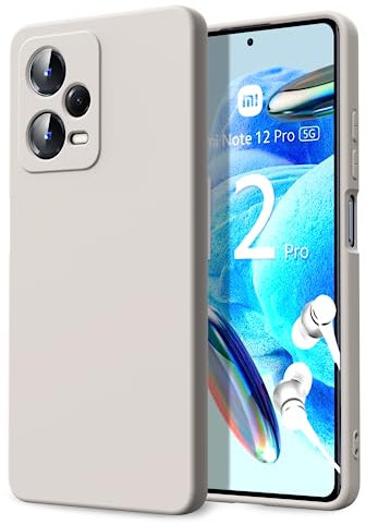 Byvuwiay Funda para Xiaomi Redmi Note 12 Pro 5G, Silicona Líquida Silicona Ultra Protectora Antichoque Case para Xiaomi Redmi Note 12 Pro 5G - Piedra