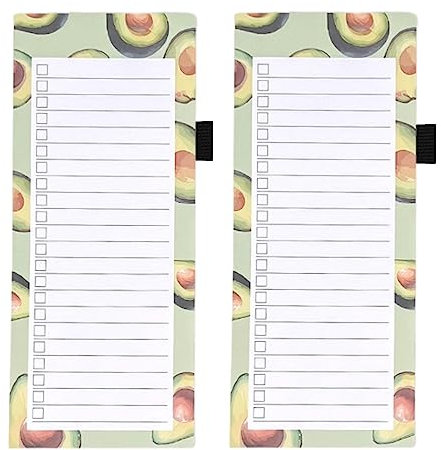 YUSHOW 2 Pcs Magnetic Shopping List Pad for Fridge, 100 Sheets Tearable Pen Clip Style Notepad,for Shopping, to Do, Meal Plans (Avocado)
