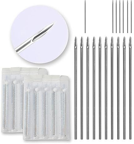zalati Piercingnadeln, 10 Stück, Einweg-Körperpunktionsnadeln, Edelstahl, Einzelpaket mit Spone-Cover-Kugel für Ohr, Nase, Lippe, Nabelpiercing – 16 g