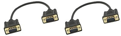 2 set of 15Pin VGA Short Video Cable Extension Cord Male to Male for Monitor 30 cm