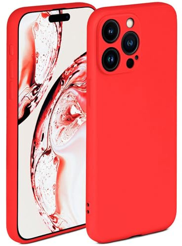 ONEFLOW Coque souple pour iPhone 15 Pro Max, en silicone, avec protection de l'appareil photo, en silicone, protection surélevée pour l'écran, coque arrière souple, rouge