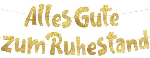 Lustige Banner, Glitzerbanner Alles Gute zum Ruhestand, Partyzubehör zum Renteneintritt
