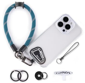 project-cb Dragonne pour téléphone,2 Téléphone Cordon patch,Dragonne pour clé, AirPods, appareil photo,Cordelette de poignet(bleu ardoise, 30cm)