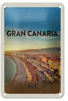mrdeco Metall Schild 12x18cm Gran Canaria Spain Panoramablick Meer Schild