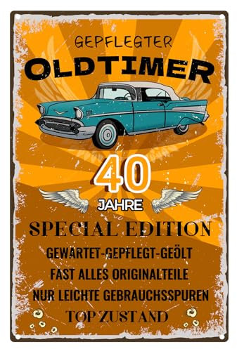 Tarklanda Blechschild Schild 40 Geburtstag, Schild 40 Jahre Klassiker, Geschenke für den 40 Geburtstag Mann, Geschenkidee zum 40. Jahrestag, lustiges Schild 40 Geburtstag Deko - Metallschild 20x30cm