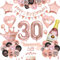 FeteDecor 30th Birthday Decorations for Women - Rose Gold Balloons - 30th Rose Gold Birthday Decorations, Banner, Cake Topper, Cupcake Topper - Birthday Party Supplies Kit, BTTL-01
