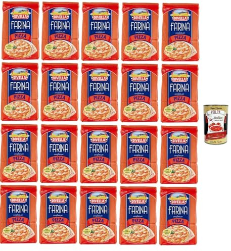 Italian Gourmet DIVELLA-MEHL Italian Gourmet Farina per Pizza | Miscela da forno, impasti elastici; fein gemahlen für Teig, Brot und, Gesamtnettogewicht 20 kg + Kostenlos Polpa 400g