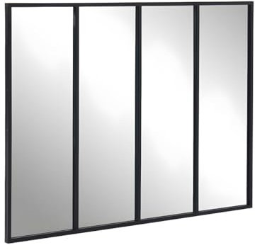 Vente-unique - Miroir fenêtre Atelier Style Industriel en métal - L. 120 x H. 90 cm - Noir - Dudley