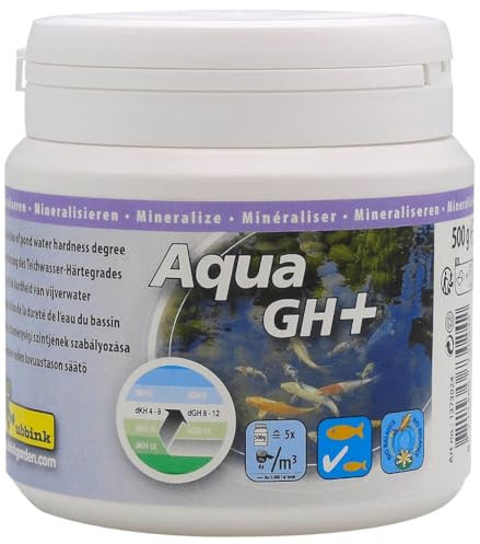 Ubbink Aqua GH+ Granulat – Teichwasserhärtebehandlung für klare aquatische Umgebungen, stabilisiert den pH-Wert, 500 g/5000 l