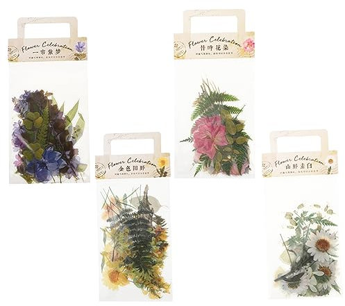 VICASKY 4sätze Vintage Pflanzenaufkleber Handbuch Aufkleber Aus Pet Kreative Dekoration Für Laptop Klare Retro-Muster Für Kunsthandwerk Und Sammler