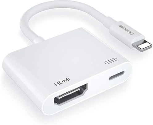 Lightning auf HDTV Digital AV Adapter für iPhone,Lightning HDTV adapter, iphone HD-TV Adapter iPad hdtv adapter 1080P Video & Audio Sync Bildschirm Konverter für TV/HDTV/Monitor/Projektor i Phone/iPad