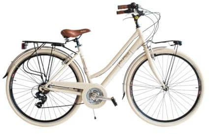 Via Veneto Bazam - Damenfahrrad Elegance Lady 28 Zoll, 18-Gang-Schaltung, Größe 46 – 50, Retro Vintage Aluminium Citybike | VV615AL