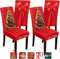 CZL Weihnachten Stuhlhussen Weihnachtsstuhlüberzug, Stretch Stuhlbezug Stuhlabdeckung Weihnachten Universal, Weihnachtsdeko für Festival Party (4er Set, Weihnachtsbaum und Schleife)